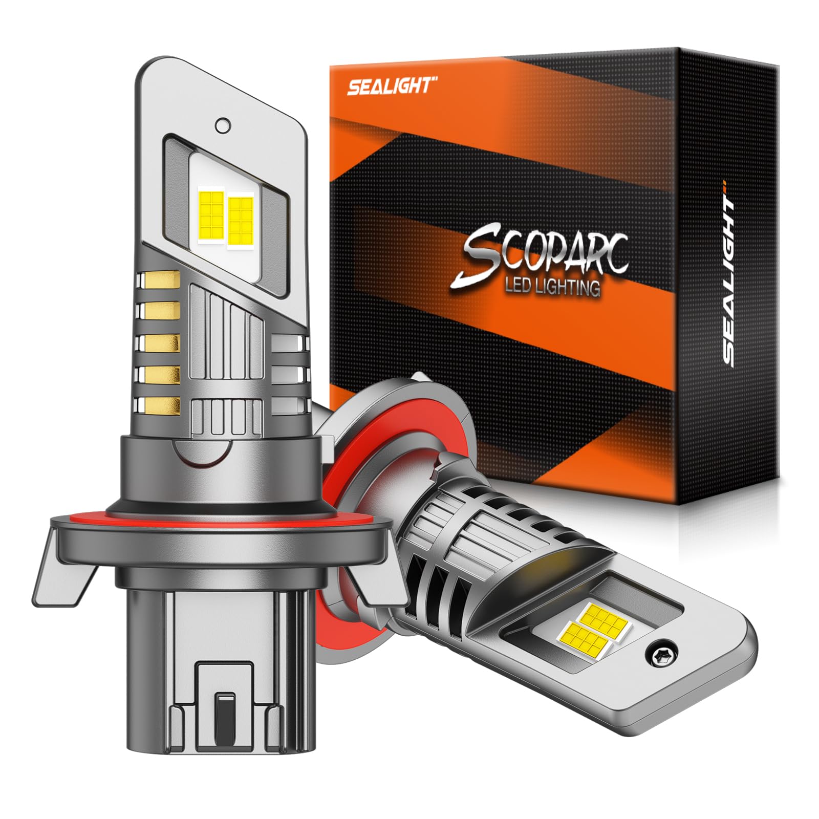SEALIGHT Scoparc S1-Pro H13/9008 LED Headlight Bulbs - Ultra Bright 6500K Cool White, 60,000+ Hours Lifespan, Plug-N-Play Installation in 3 Minutes (2-Pack) - Perfect for Night Driving, Off-Road Adventures & Foggy Conditions