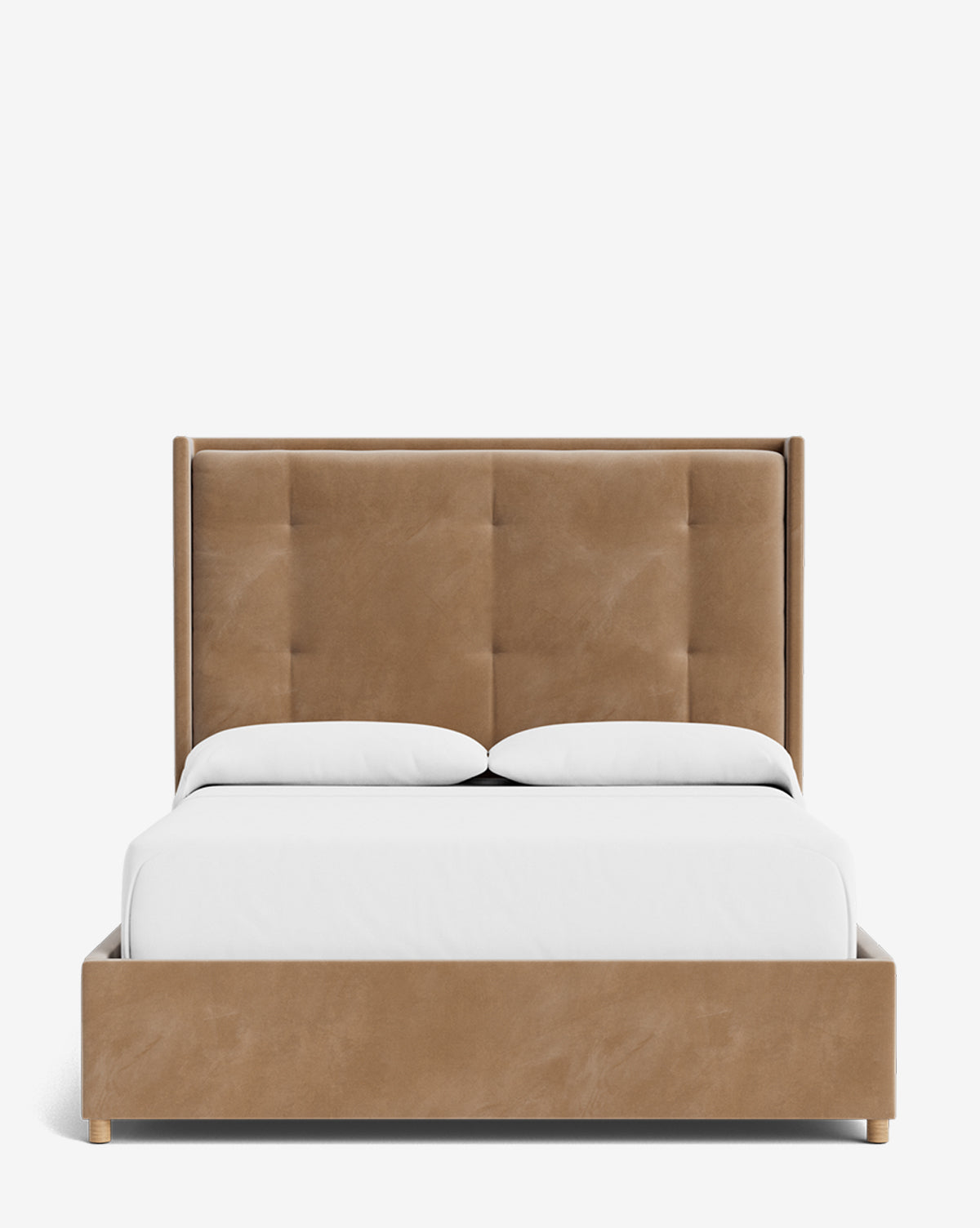 Luxury Ria Upholstered Bed Frame - Queen Size Platform Bed with Soft Fabric Headboard - Modern Bedroom Furniture for Master & Guest Rooms