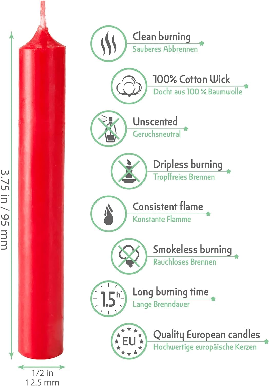20 Pack Red Eika Tree Candles 3.75