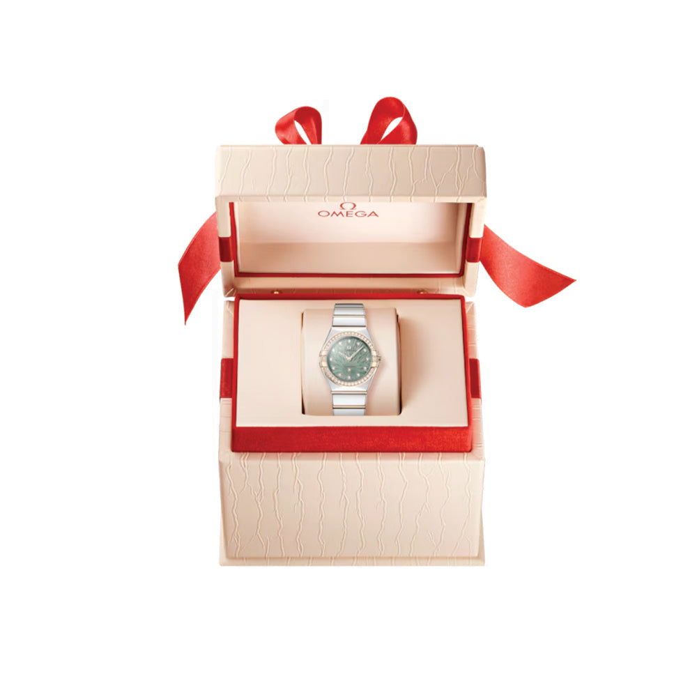Constellation Diamonds Quartz Watch - 28mm Steel & Moonshine Gold Case with Green Dial & Bracelet | Perfect for Women's Fashion, Office Wear & Special Occasions