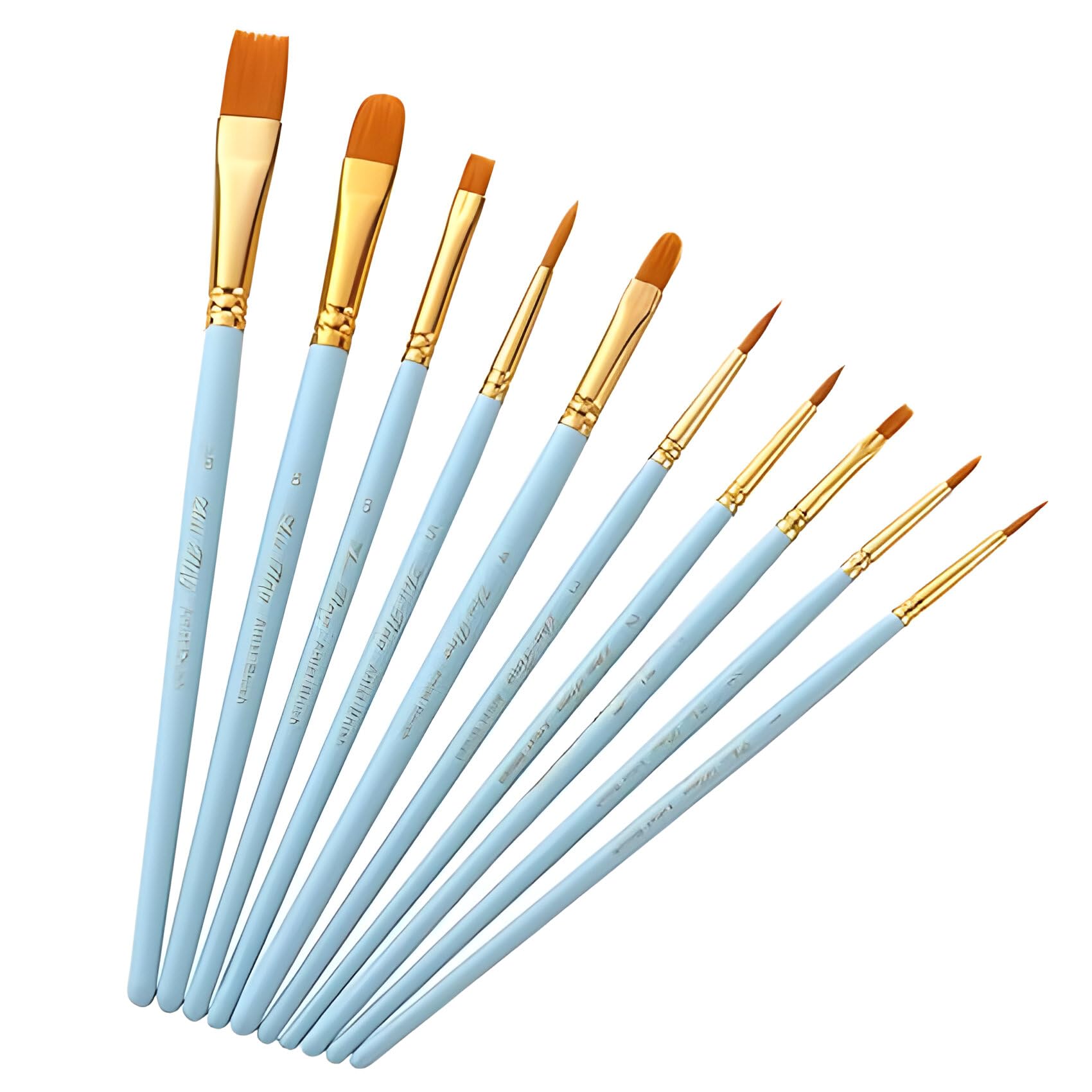 VINTAGER Professional 10-Piece AST Paint Brush Set - Nylon Hair, Cate Handle for Acrylic, Oil, Watercolor, Gouache, Nail, Body & Face Painting - Perfect for Miniature Art, Beginners & Professionals - Great Gift for Kids & Adults - Ideal for Canvas, DIY Projects & Home Decor