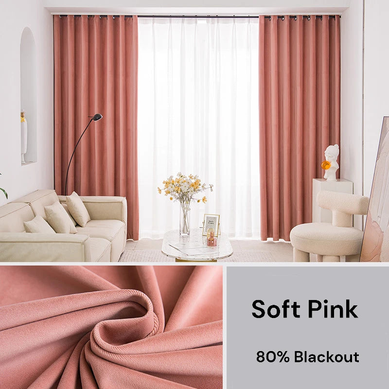 Wynter Velvet Minimalist Blackout Custom Curtains for Bedroom & Living Room - Thermal Insulated Noise Reducing Window Drapes for Home Decor