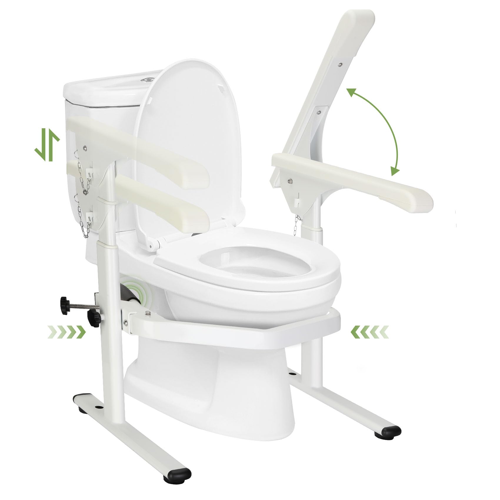 Adjustable Heavy-Duty Toilet Safety Rails (560 Lbs Capacity) - Detachable Handicap Toilet Seat with Handles for Seniors & Elderly - Non-Slip Bathroom Safety Frame for Improved Balance & Easy Installation - Ideal for Home Care, Assisted Living & Mobility Support