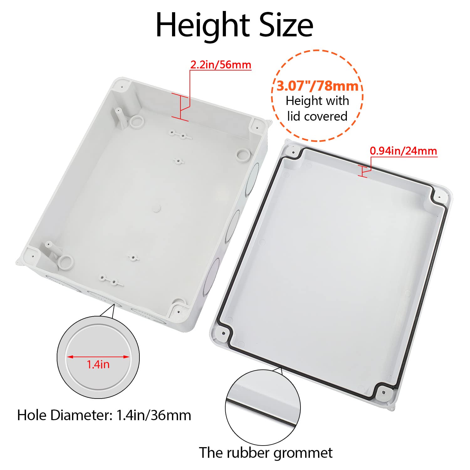 LeMotech IP65 Waterproof Junction Box - 10 x 7.9 x 3.1 Inch ABS Plastic Electrical Enclosure for Outdoor Electronics - Dustproof Project Box for Wiring, Solar Panels & Home Automation
