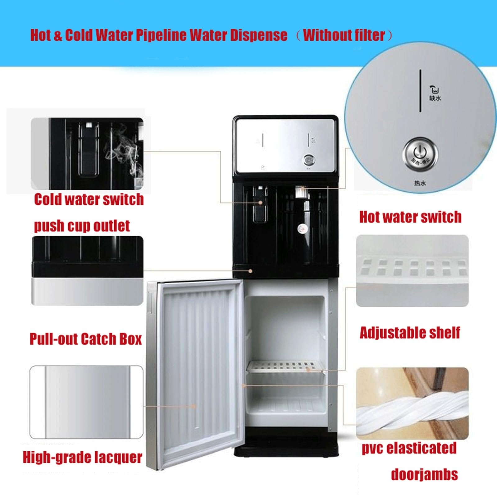 Commercial Standalone Cold Water Dispenser with Installation Kit - Floor Water Cooler for Offices, Restaurants & Retail Stores