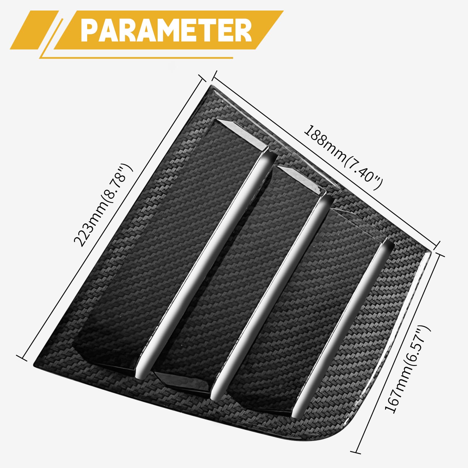 Dodge Charger 2011-2024 Side Window Shades Cover Blinds - ABS Carbon Fiber Window Louver (2-Pack) | UV Protection & Privacy for Parking & Driving
