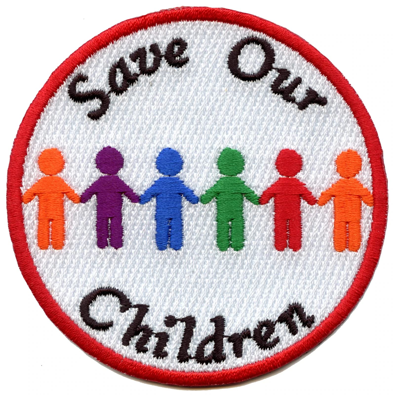 Save Our Children Embroidered Iron-On Patch - Kid World Design - Perfect for Backpacks, Jackets & DIY Crafts