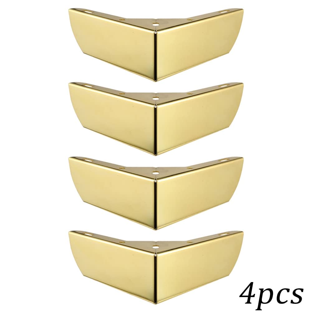 4pcs Heavy Duty Metal Furniture Legs - Gold Triangle Sofa Cabinet Feet, 3-Pronged DIY Furniture Hardware for Living Room, Bedroom, Office - Supports 300lbs