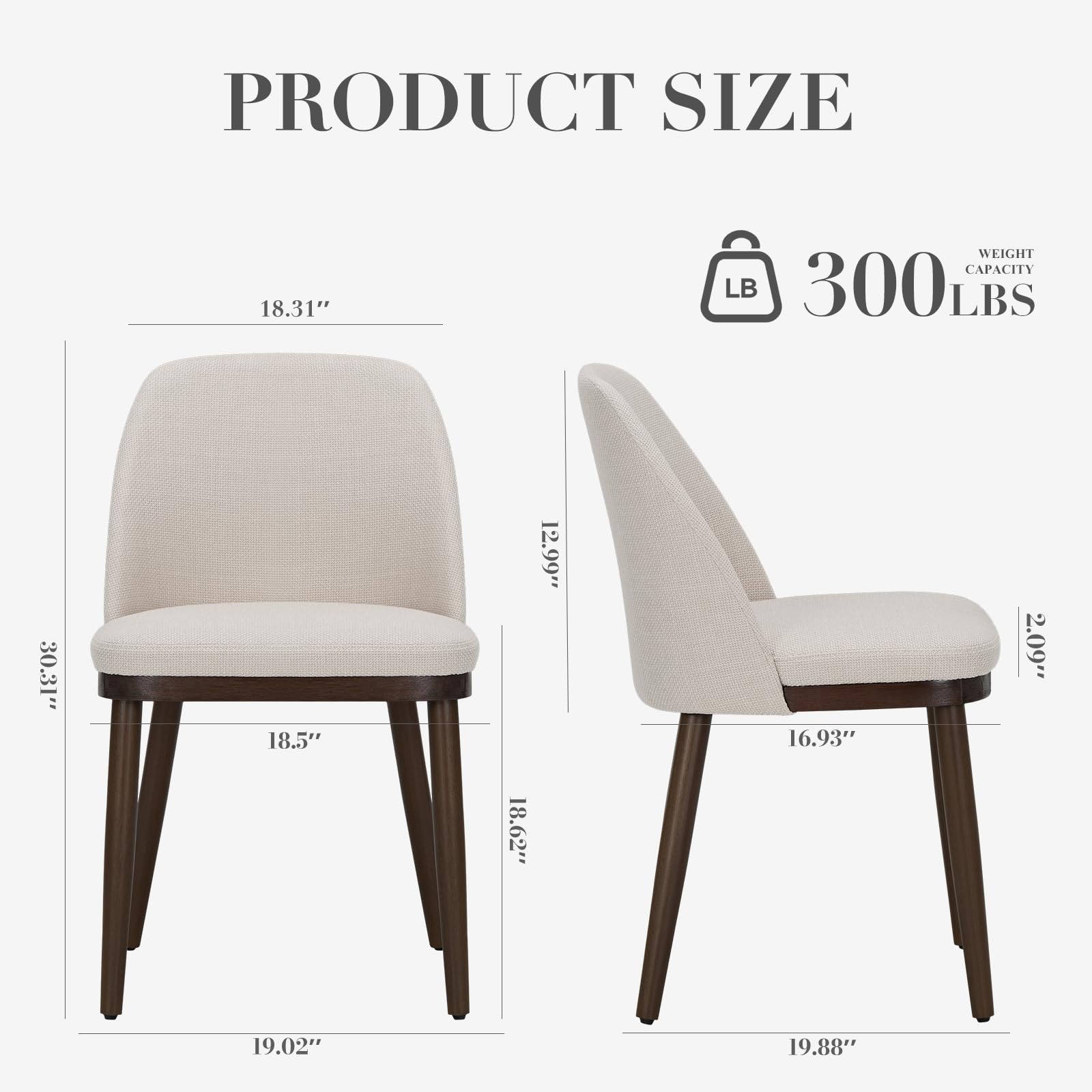 COLAMY Upholstered Dining Chairs Set of 4 - Modern Fabric Kitchen Chairs with Wooden Legs & Back Support for Dining Room, Restaurant or Home - Beige - Perfect for Family Meals, Dinner Parties & Restaurant Seating