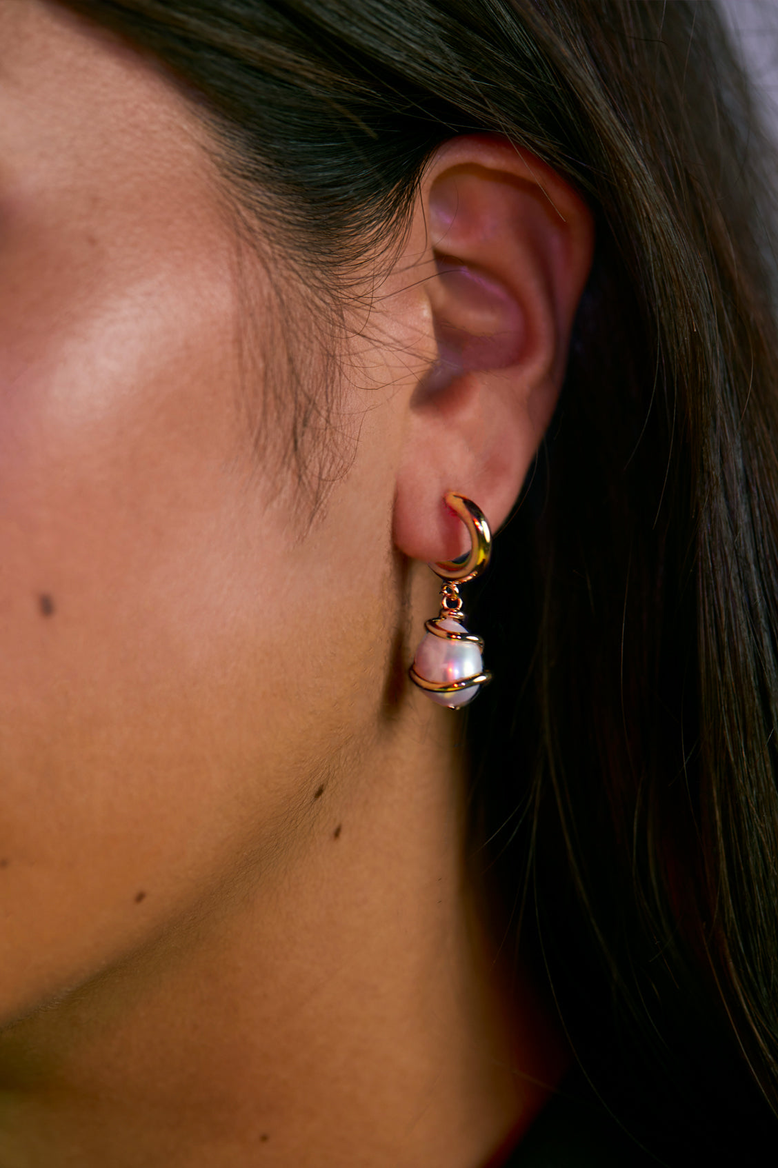Elegant Pearl Wrap Drop Hoop Earrings for Women - Perfect for Weddings, Parties & Special Occasions