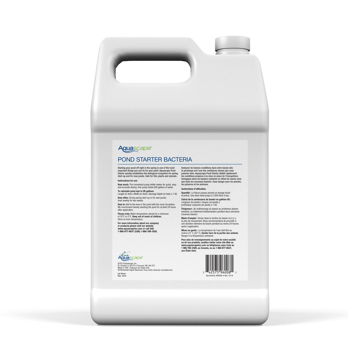 Aquascape 96008 Pond Starter Bacteria Water Treatment for Ponds, Water Features, and Fountains - 1-Gallon Solution for Clean and Healthy Water