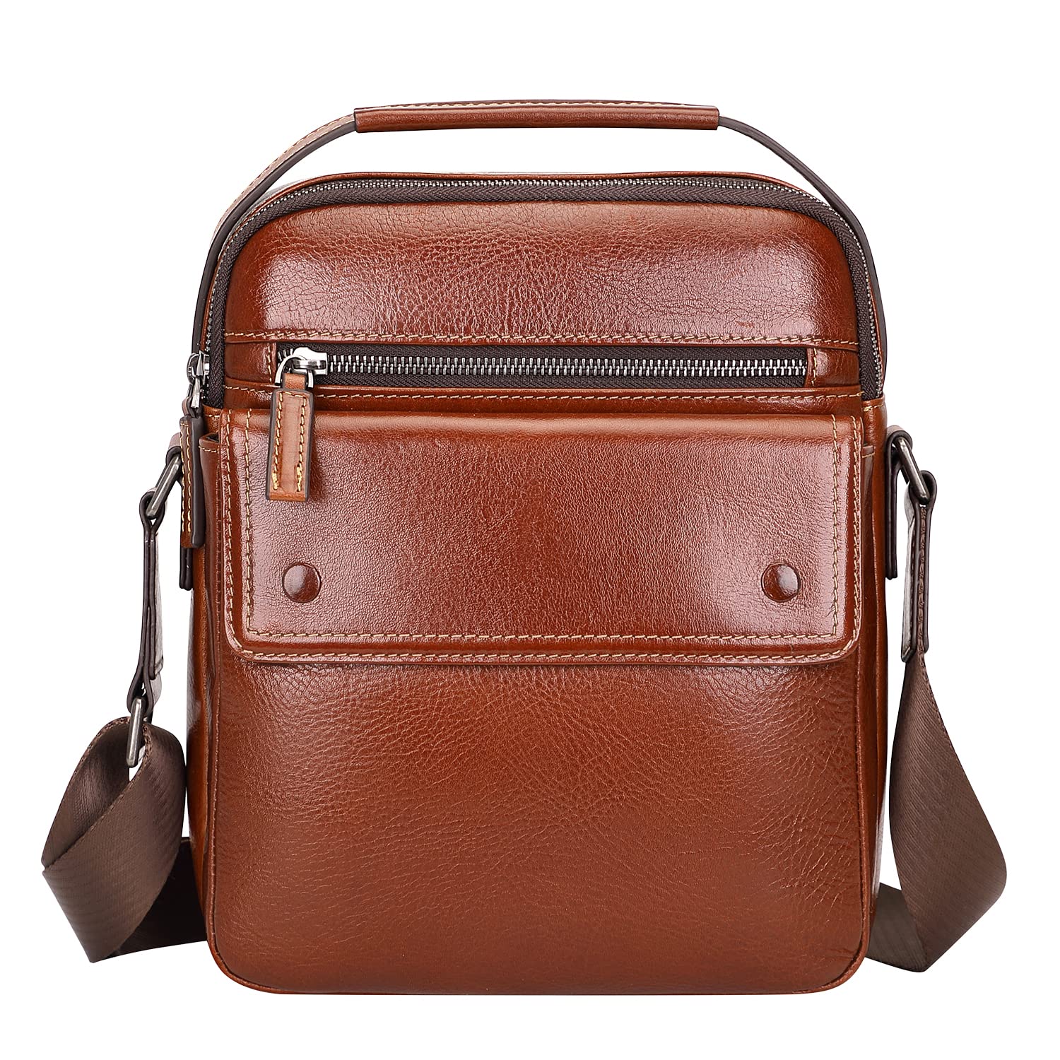 Genuine Leather Crossbody Bag for Men - Small Messenger Bag with Multiple Pockets - Perfect for Travel, Work & Everyday Carry