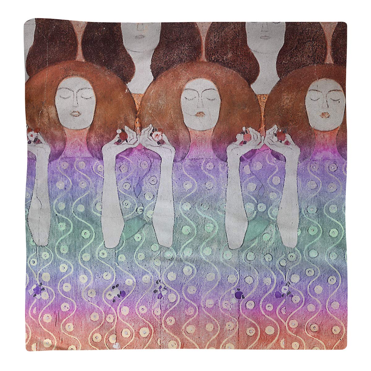 Gustav Klimt Angel Brides in Red and Blue Ombre Dinner Napkins - Set of 10x10 Inch Elegant Art Nouveau Cocktail Napkins for Weddings, Dinner Parties & Home Decor