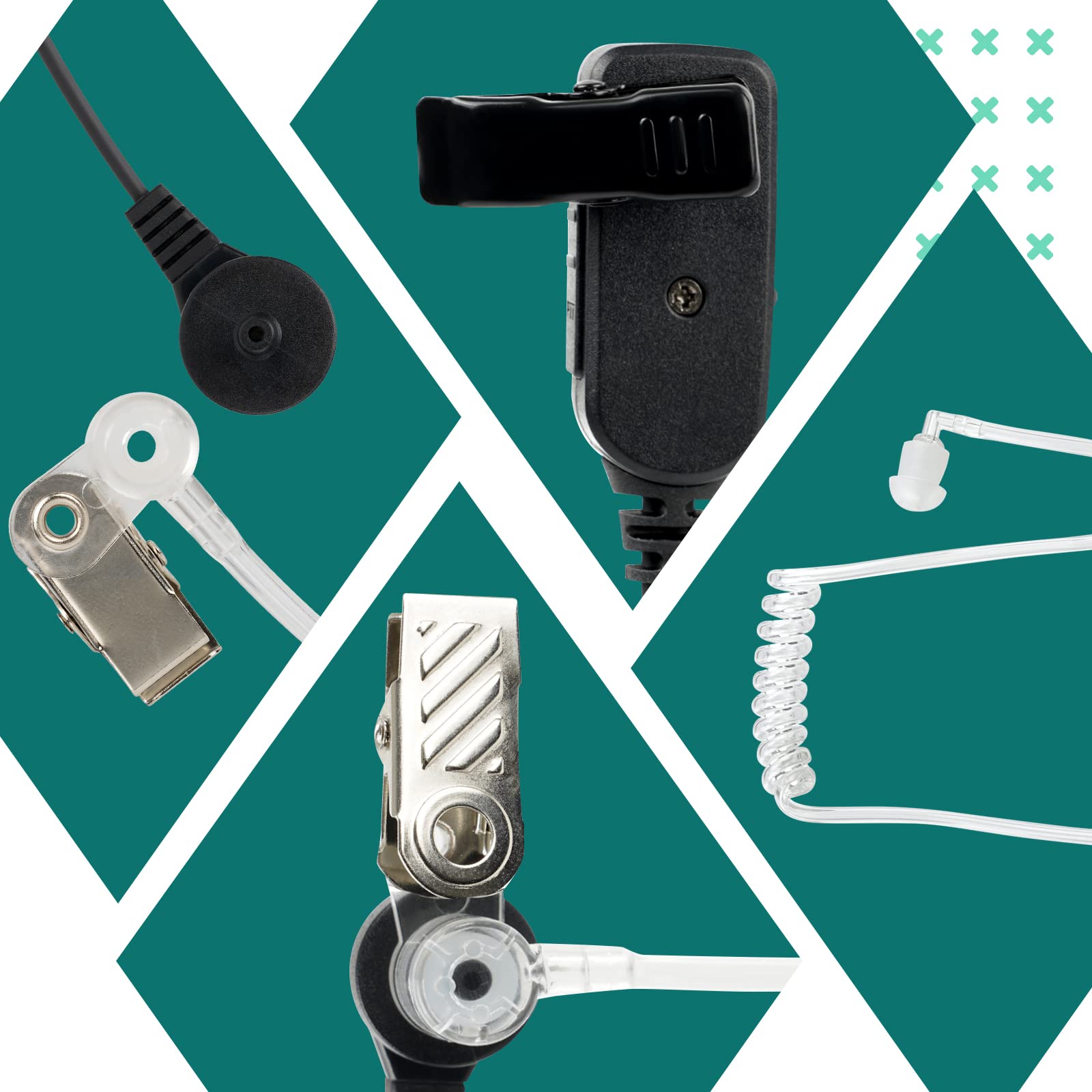 Retevis Hands-Free Walkie-Talkie Earpiece with Acoustic Tube & VOX - 2 Pin Connector - Compatible with RT22 RT68 RT21 H-777 RT86 RT27 RB45 Pxton SAMCOM Two-Way Radios - Security Radio Earpiece (4 Pack) - Ideal for Security Guards, Construction Workers & Event Staff