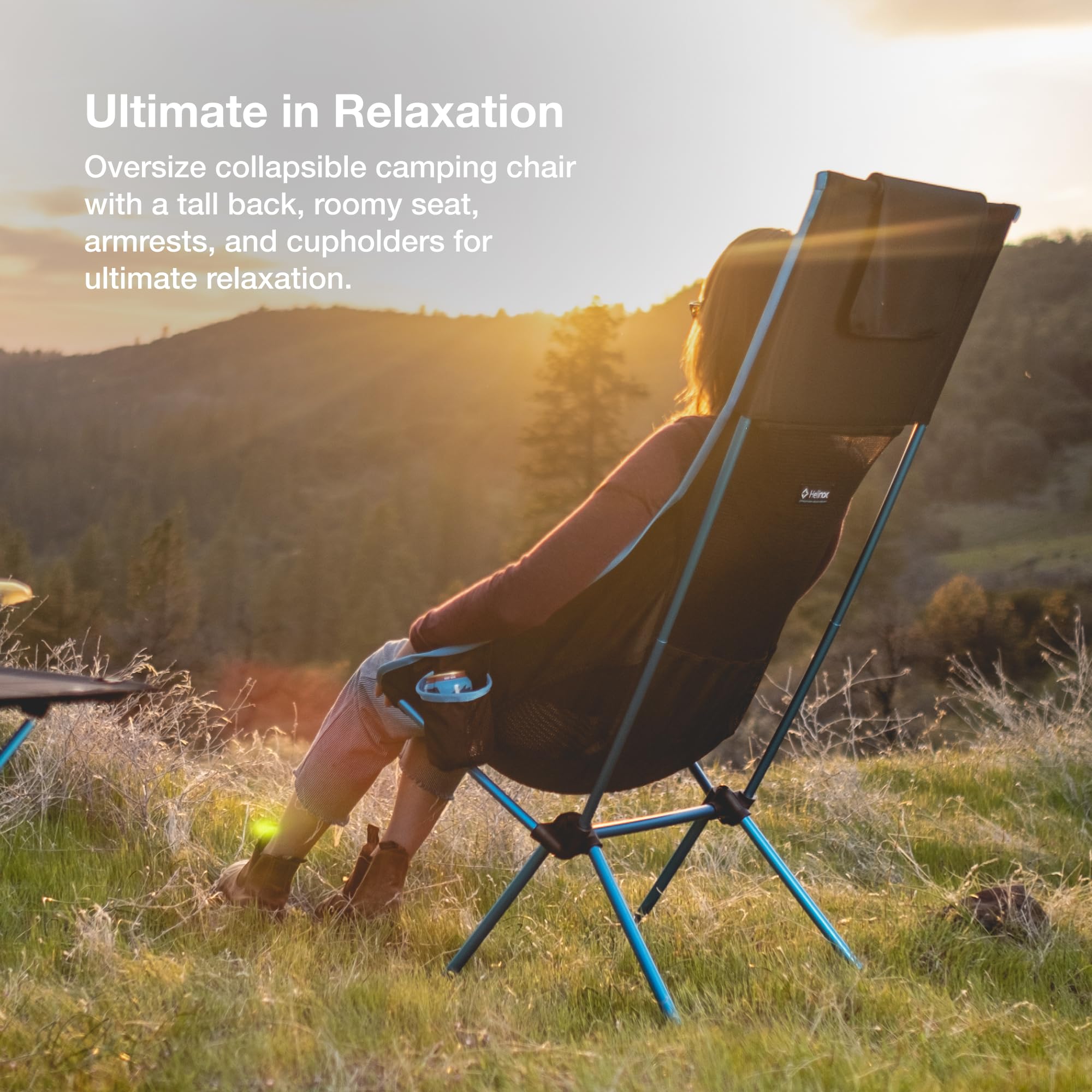 Helinox Savanna Chair - Lightweight, Portable Camping Chair with Ergonomic Design for Ultimate Comfort (Black) | Perfect for Outdoor Adventures, Beach Trips, and Backyard Relaxation