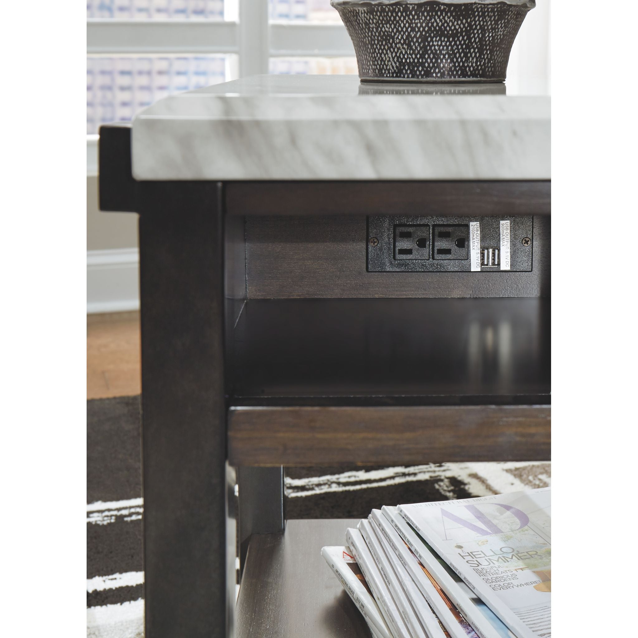 Ashfair Chair Side End Table - Dark Brown/White Accent Table for Living Room, Bedroom, or Office - Perfect for Holding Lamps, Books, and Drinks