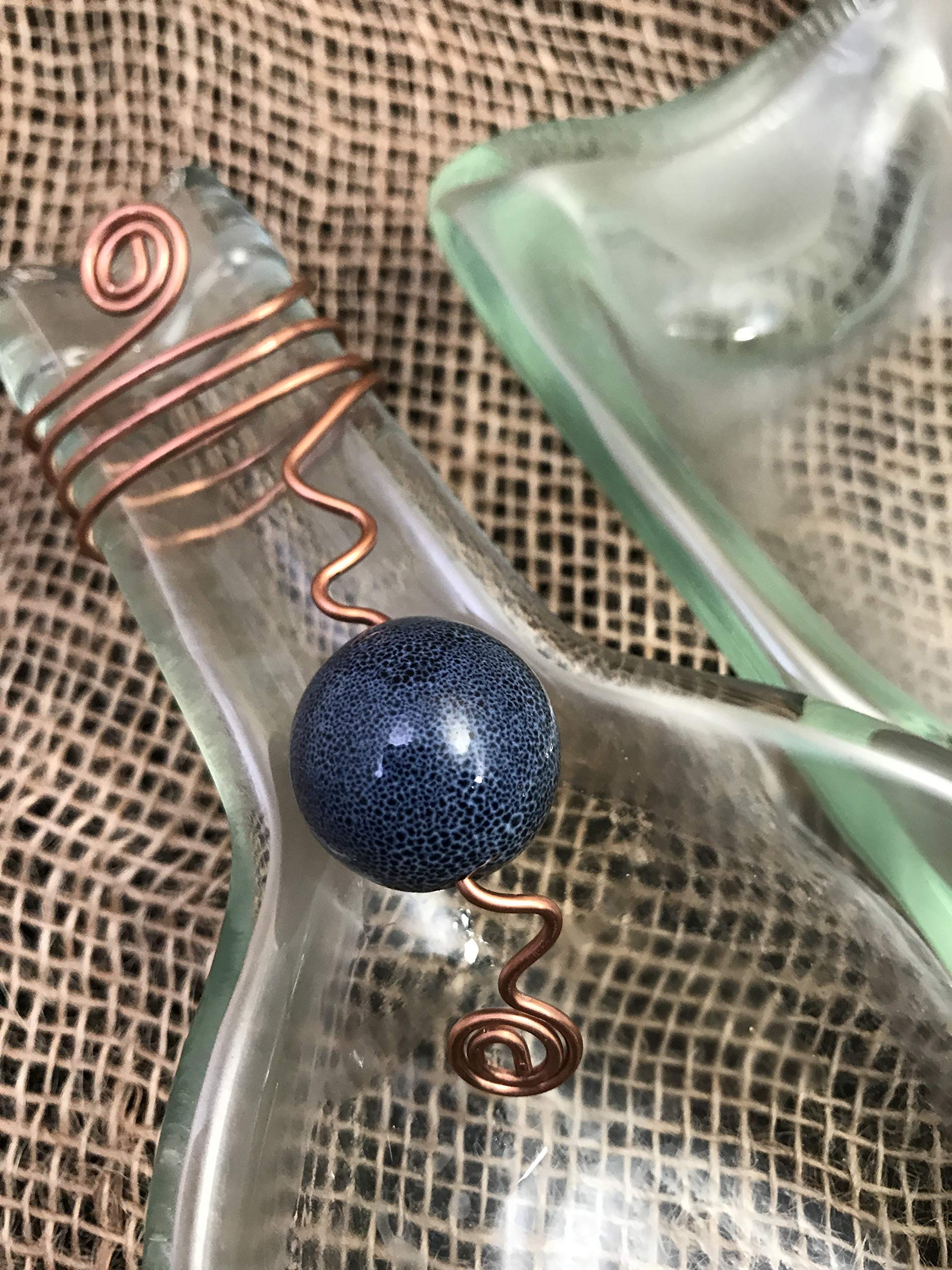 Ergonomic Appetizer Plates - Slumped Glass Serving Dishes with Orange & Blue Bead Design | Perfect for Wine Tasting, Cheese Pairing & Party Snack Presentation