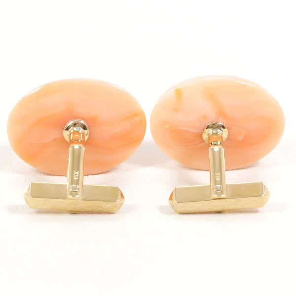 18K Yellow Gold Coral Cufflinks for Men - Luxury Wedding & Formal Dress Jewelry Accessories - Perfect for Business Meetings, Prom, and Special Occasions