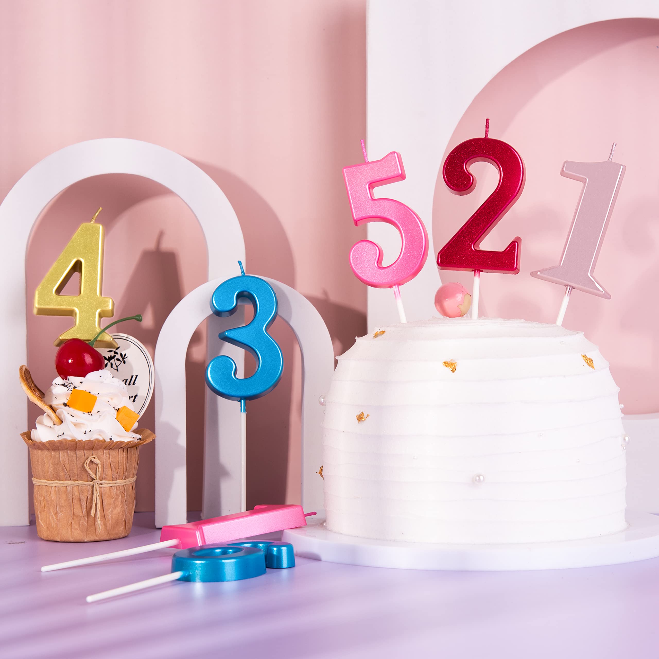 PHD CAKE 2.76 Inch Modern Red Number 3 Birthday Candles - Decorative Cake Toppers for Birthday Parties, Anniversaries & Celebrations