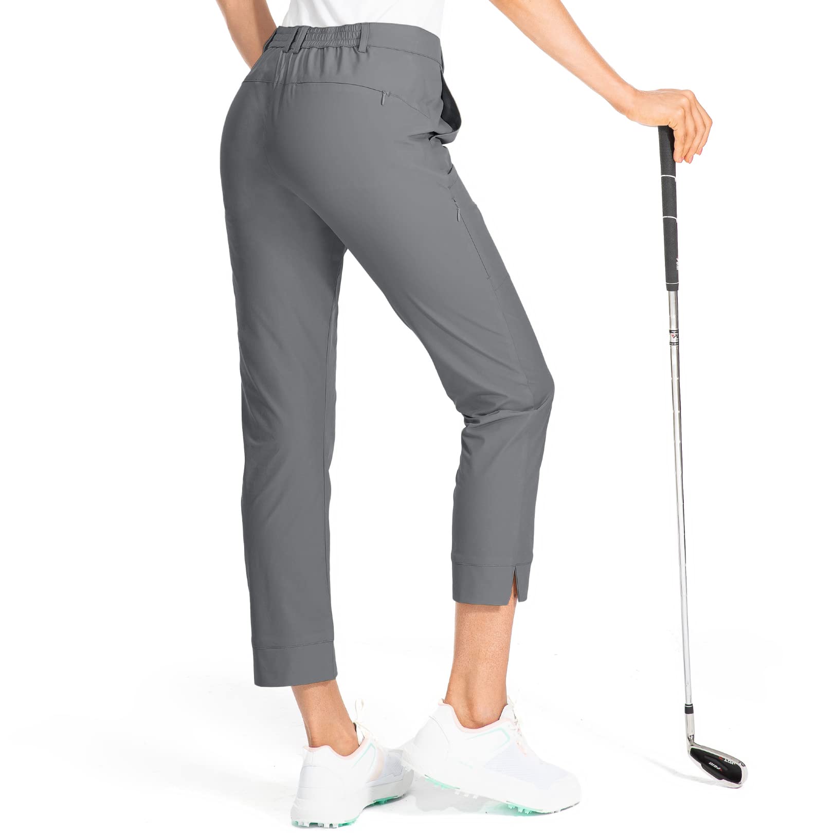 Alfiudad Women's Golf Pants - Stretch Lightweight Quick-Dry Water Resistant Work Casual Pants with Zipper Pockets | Perfect for Golfing, Office Wear & Outdoor Activities