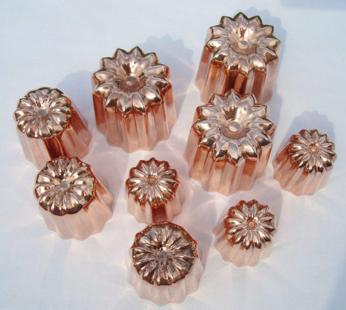 6-Pack Mini Copper Canele Molds 1.5 Inch - Authentic Bordeaux French Pastry Baking Tins | Perfect for Home Bakers & Professional Chefs