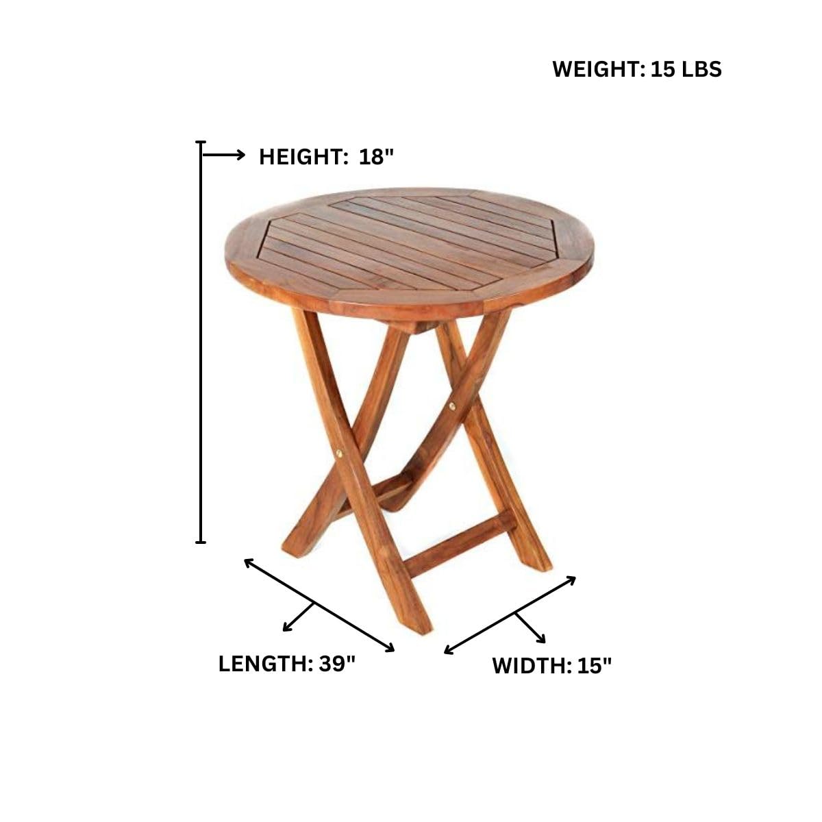 Premium 3-Piece Teak Bistro Set - Folding Table & Chairs for Outdoor Dining | All-Weather Indonesian Teak Patio Furniture with Brass Hardware (26