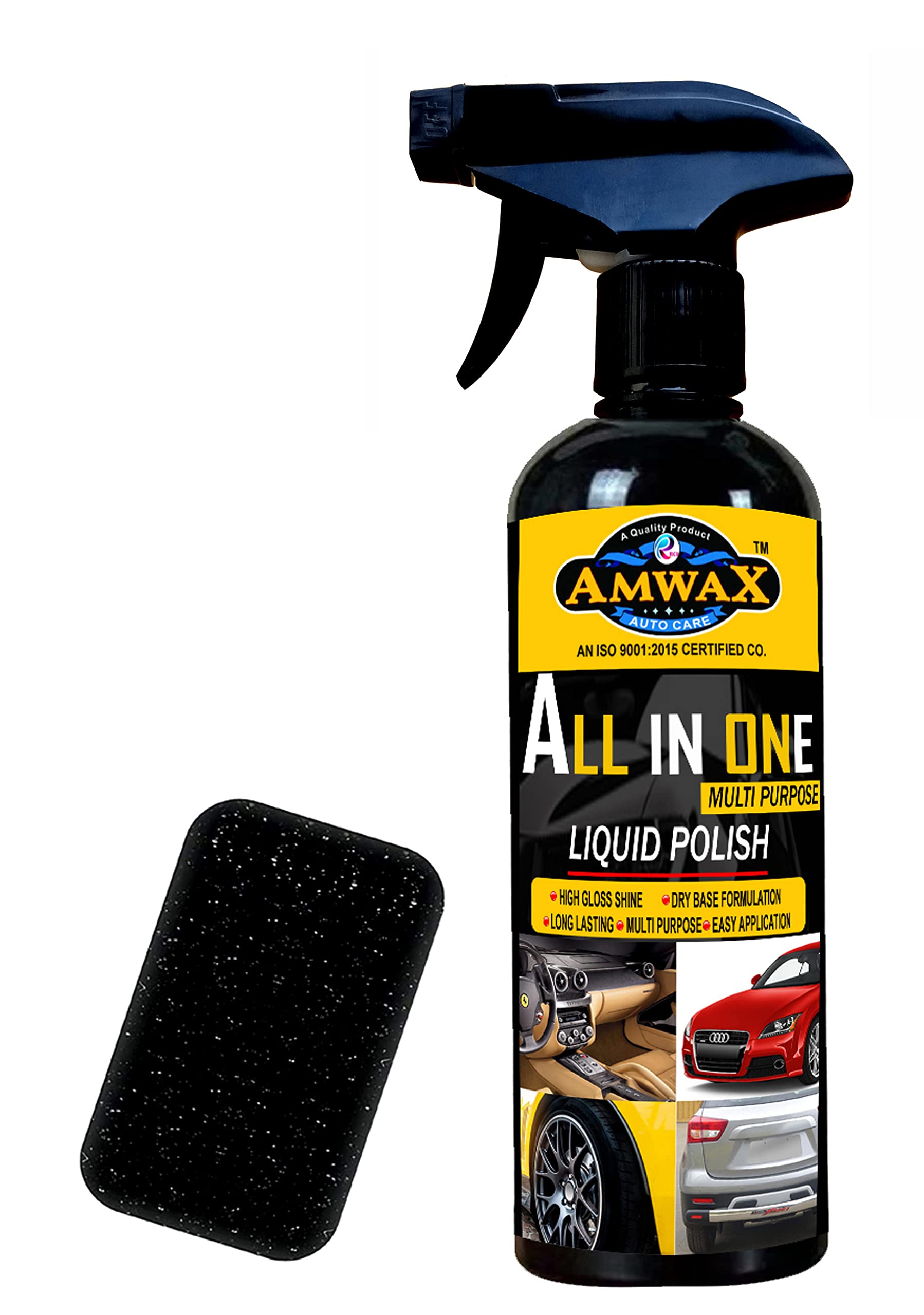 AMWAX All-in-One Car Polish Spray - 500ml for Shine & Protection | Perfect for Cars, Motorcycles & RVs