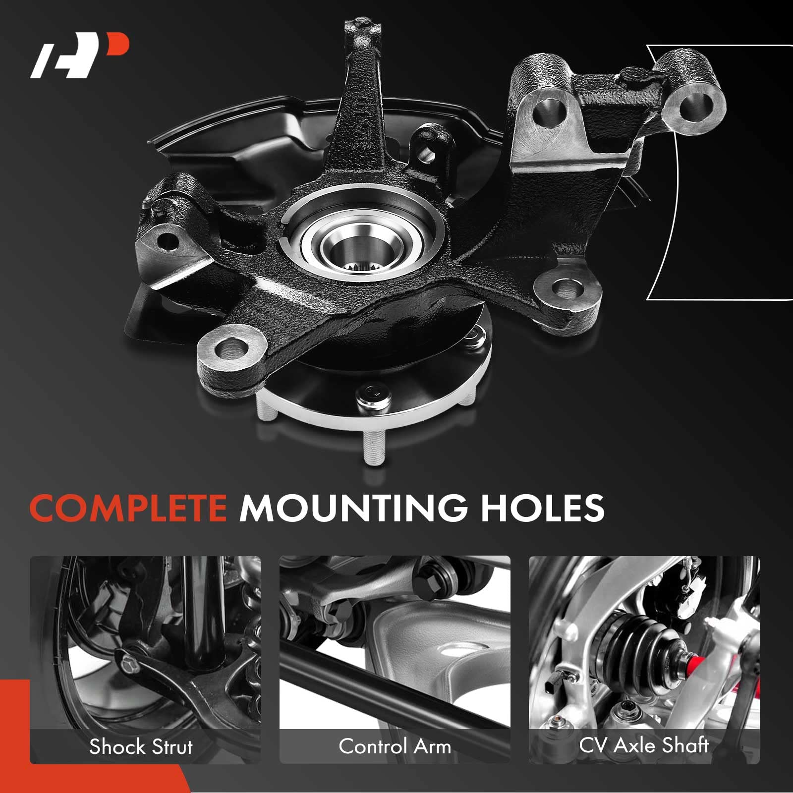 Premium Left Front Steering Knuckle & Wheel Bearing Hub Assembly for 2007-2012 Mazda CX-7 & 2007-2015 CX-9 - Driver Side Replacement Part - Perfect for Smooth Steering & Wheel Alignment Repair