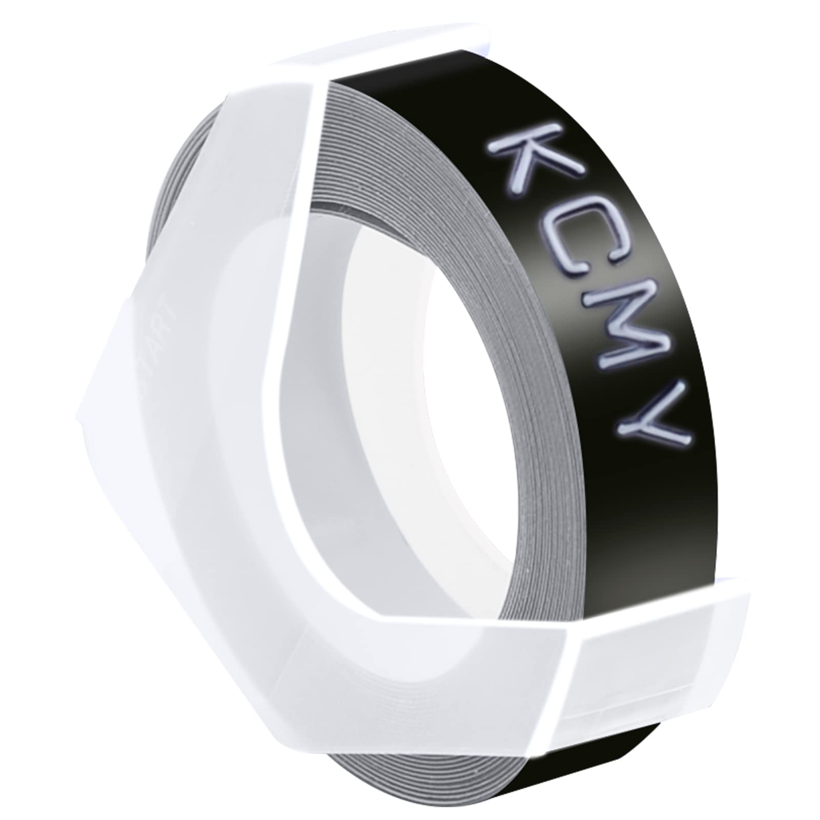 KCMYTONER 1/2 Inch Embossing Label Tape - Compatible with DYMO 3D Plastic Labels (White on Black) - Works with Organizer Xpress Pro 1575/1595/1570, Office Mate II 1540/154000, MoTEX E101/E404 Label Makers - 50 Pack - Perfect for Office Organization, File Labeling & Home Storage