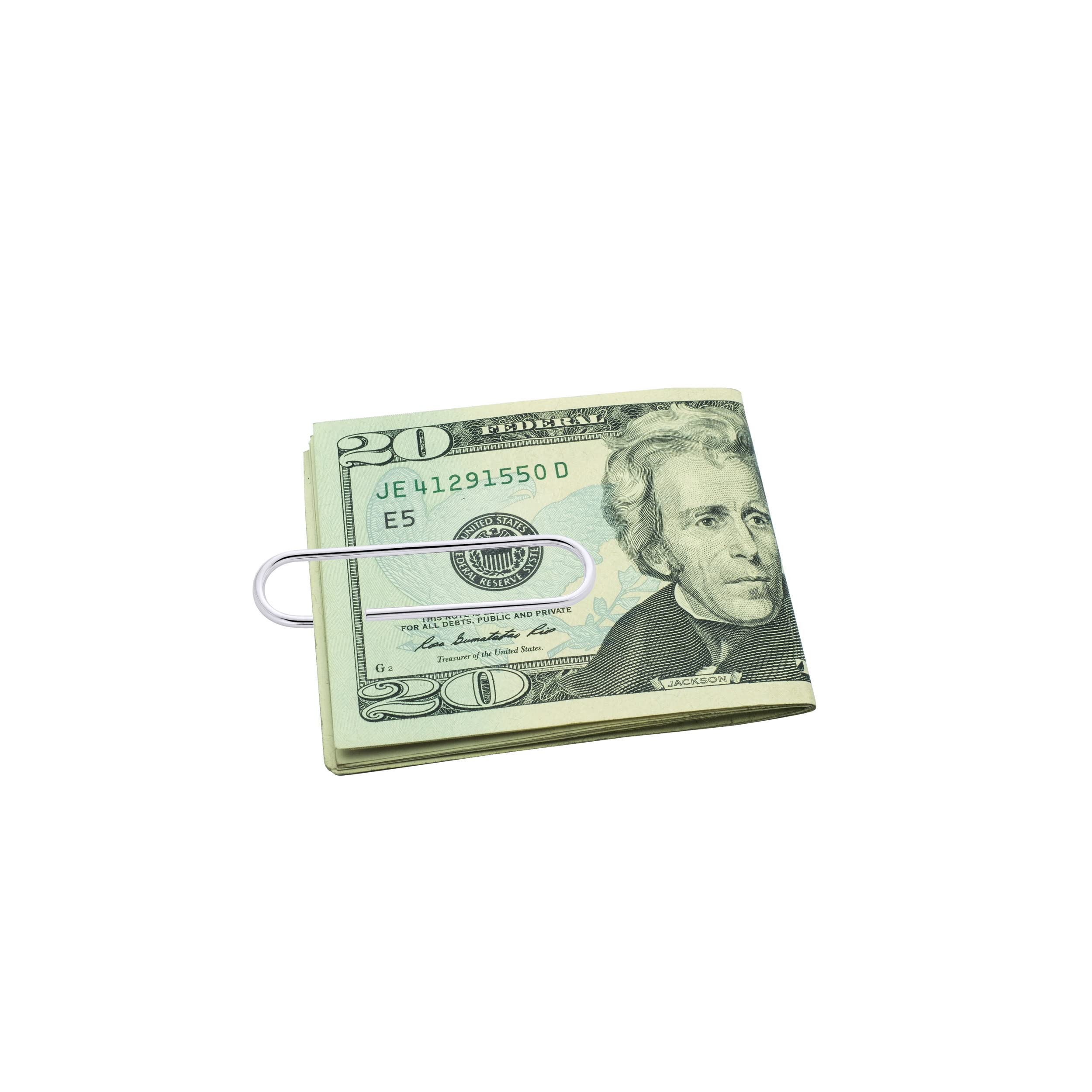 Custom Sterling Silver Money Clip for Men - Personalized Horseshoe & Golf Design - Strong Plain Paper Clip Style - Ideal Gift for Father, Teens, Graduation & Special Occasions