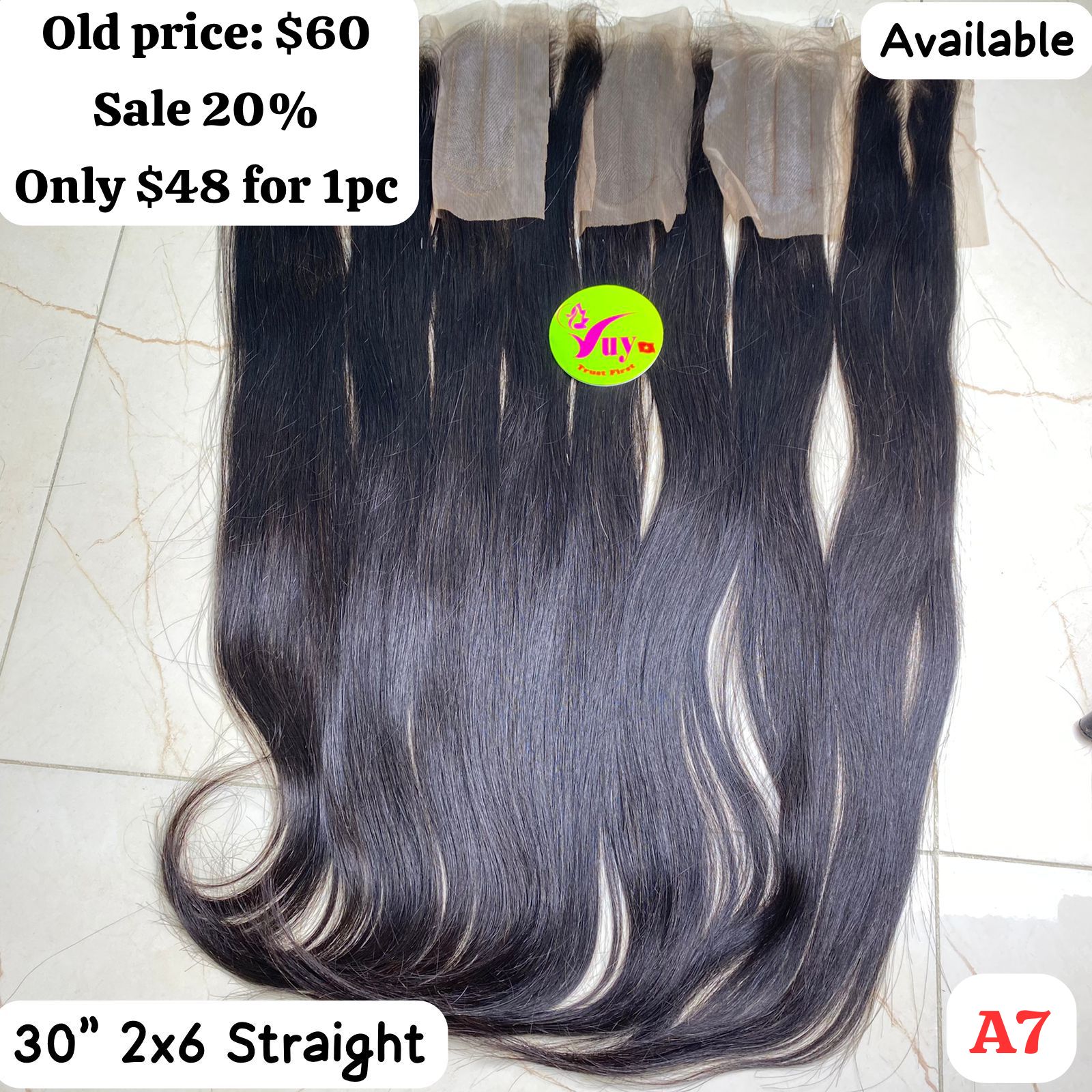 30pcs Human Hair Closure 2x6 Straight (A7) - Perfect for Sew-in Weaves, Quick Weave & Protective Hairstyles