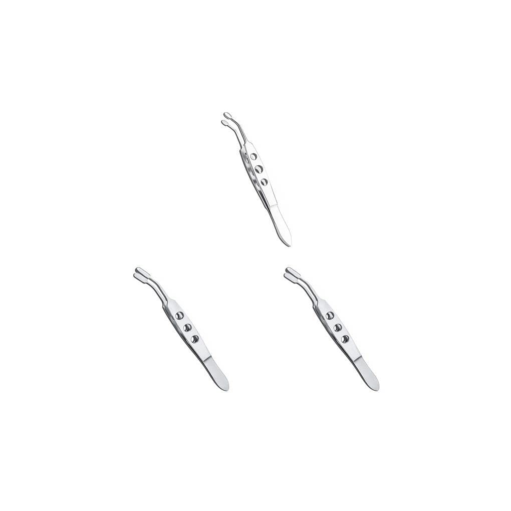Precision Stainless Steel Eyelid Tweezers - 3 Pack for Eye Care & Makeup