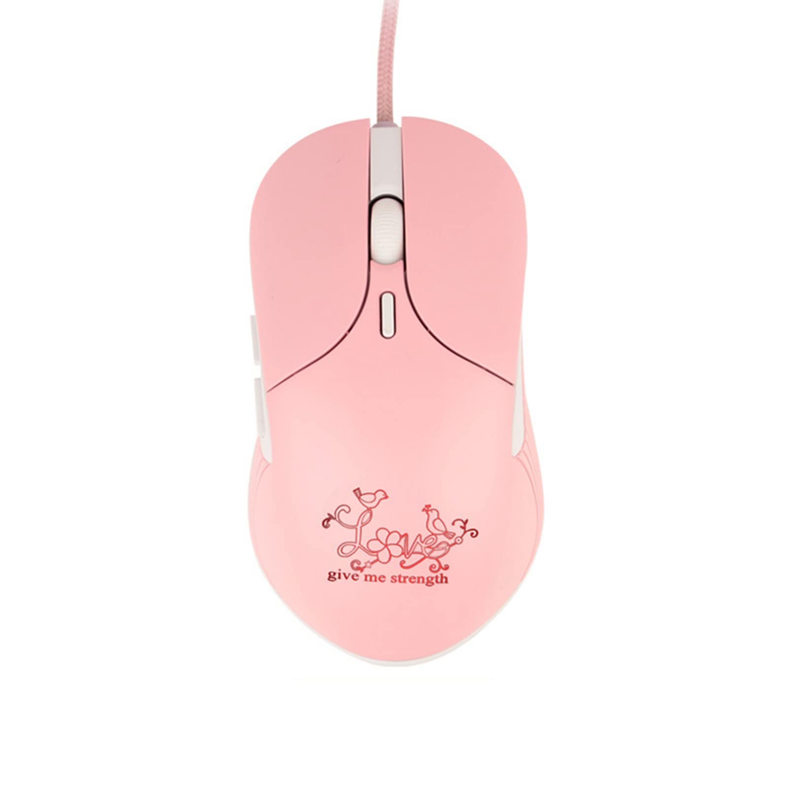 Grebest Silent Gaming Mouse Wired - Ergonomic Luminous for PC, Laptop, Office - Pink