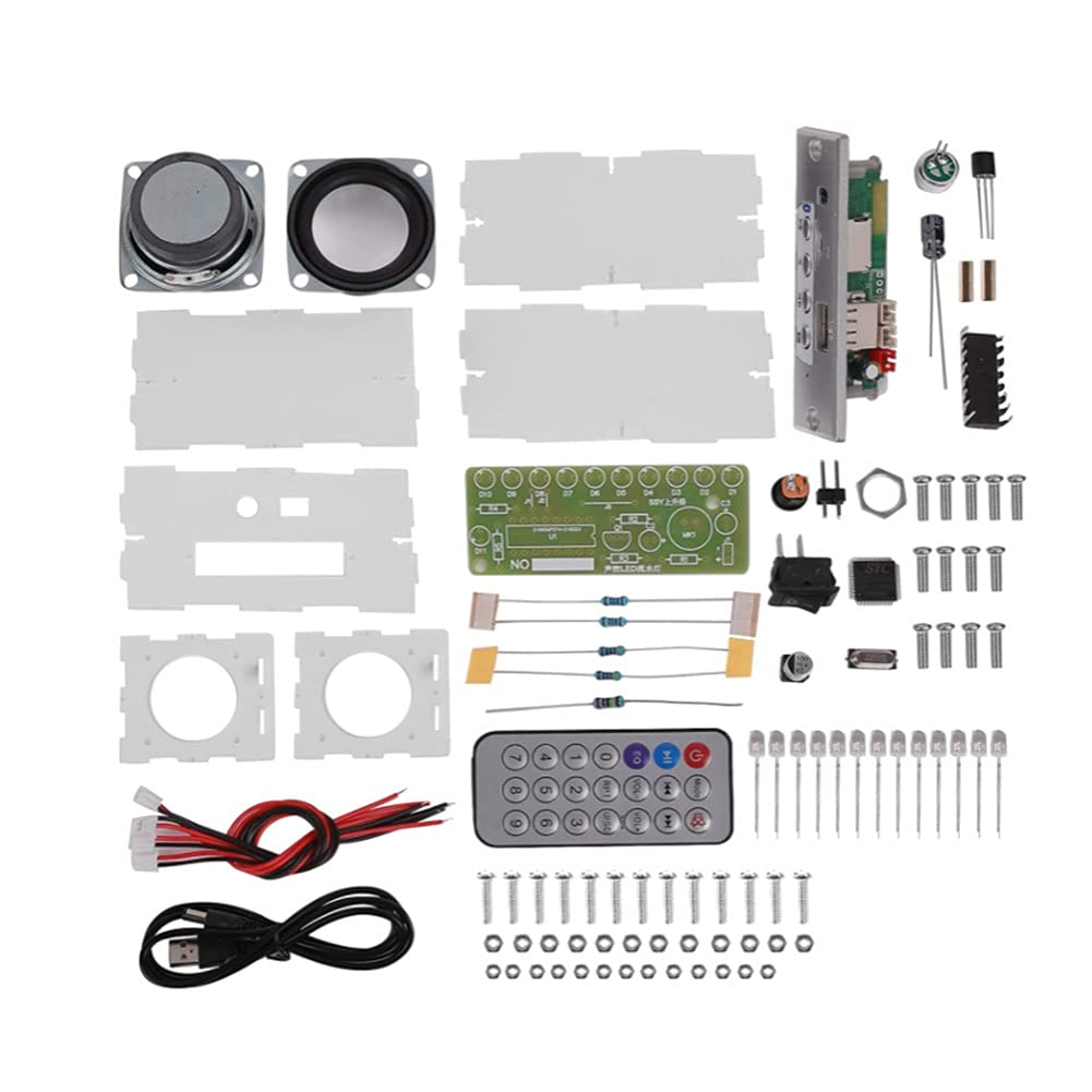 DIY Bluetooth Speaker Kit with LED Flashing Light - USB Mini Home Stereo Sound Amplifier for Soldering Projects | Perfect for STEM Learning, Home Entertainment & DIY Electronics Enthusiasts