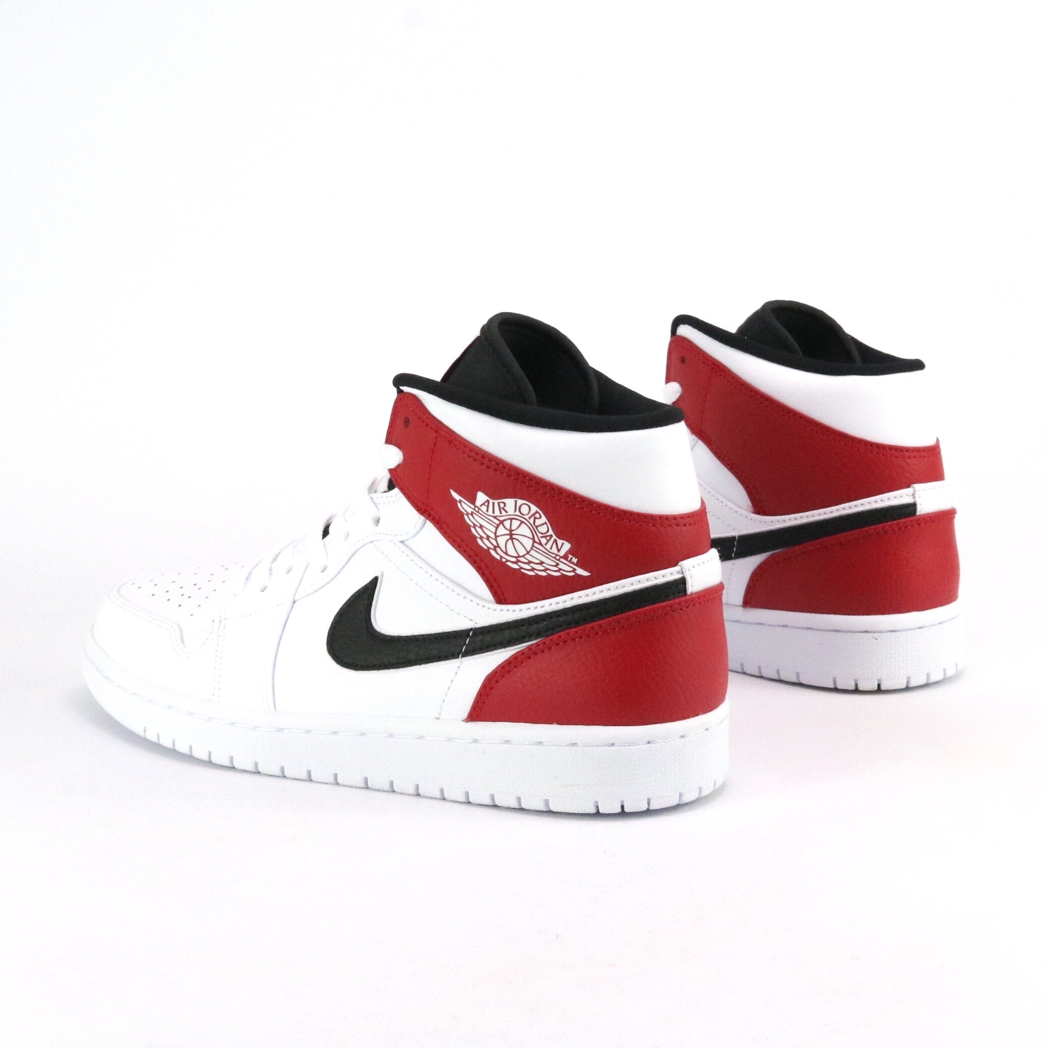 Air Jordan 1 Mid Sneakers - White, Black & Gym Red Colorway - Men's Basketball Shoes for Casual Wear & Street Style
