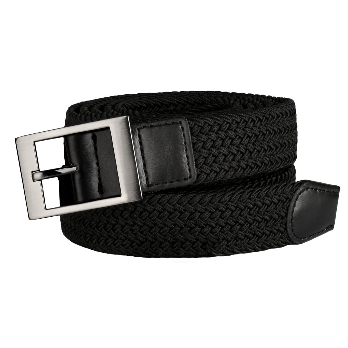Men's Plus Size Stretch Belt 39-75 Inch - Adjustable Black Braided Elastic Fabric Waistband for Casual, Work, Golf & Jeans | Comfortable All-Day Wear for Big & Tall Men