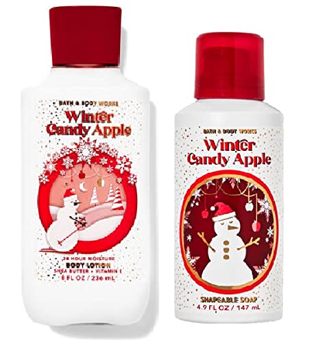 Bath & Body Works WINTER CANDY APPLE Duo Gift Set - 24 Hour Moisturizing Body Lotion & Moldable Soap - Full Size Holiday Gift for Women - Perfect for Christmas, Birthday & Self-Care Moments