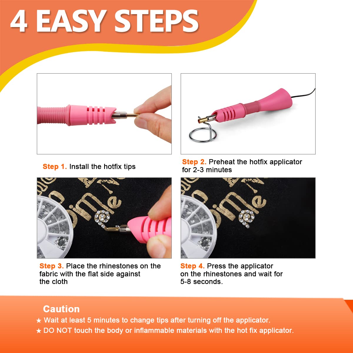 Hotfix Rhinestone Applicator Tool Kit - 2 Boxes Flat Back Crystal Gems, Storage Box, Tweezer & Picking Pen for DIY Clothes, Shoes, Cards - Perfect for Crafting, Costume Design & Fashion Accessories