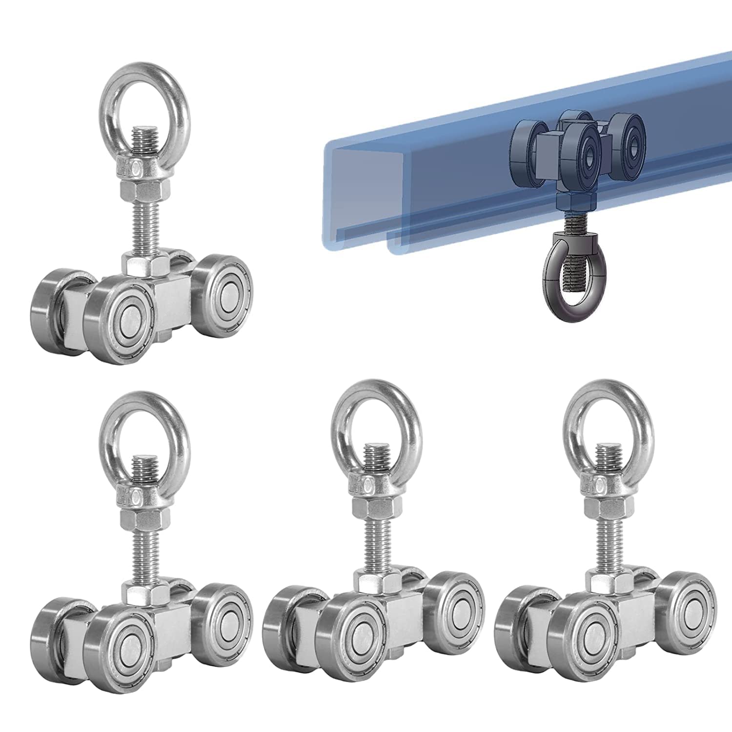 SKTREX 4 Wheel Silent Trolley Assembly - Heavy Duty Rollers with Four Bearings for 1-5/8