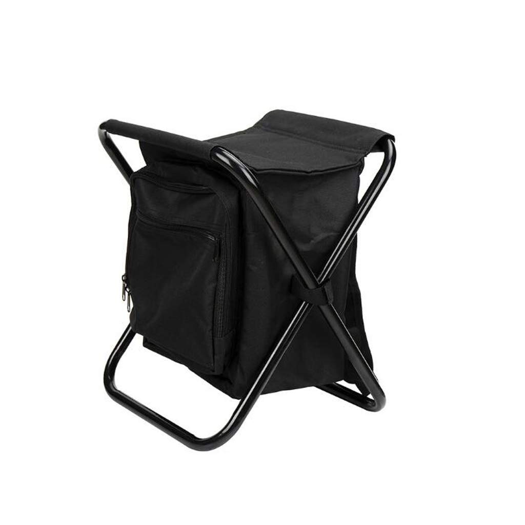 **Portable Folding Camping Chair with Cooler Bag - Lightweight Outdoor Fishing & Picnic Stool, Backpack Design for Hiking, Travel & Beach (Black) - Perfect for Camping, BBQs & Outdoor Adventures**