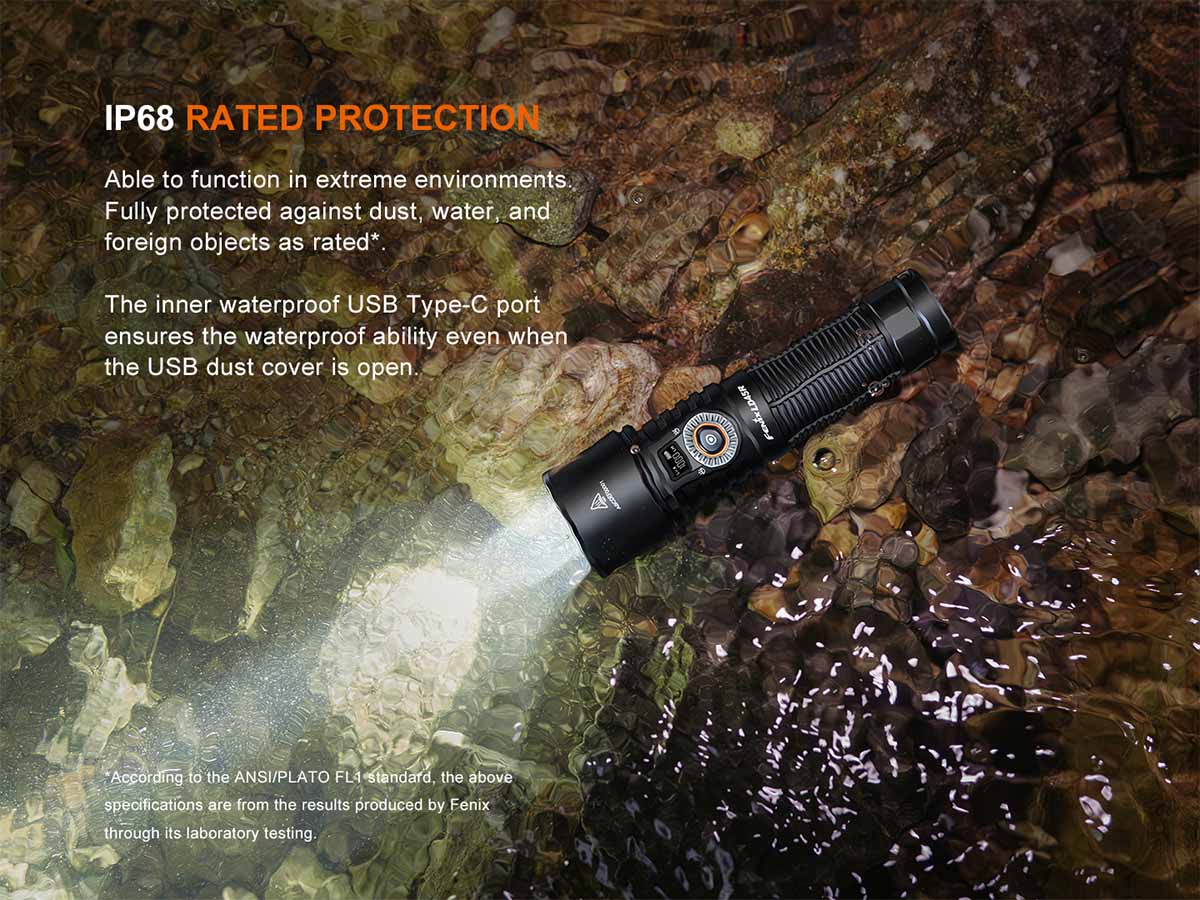 Fenix LD45R Rechargeable Flashlight - 3000 Lumens, Adjustable Beam, IP68 Waterproof - Perfect for Camping, Hiking, and Emergency Use
