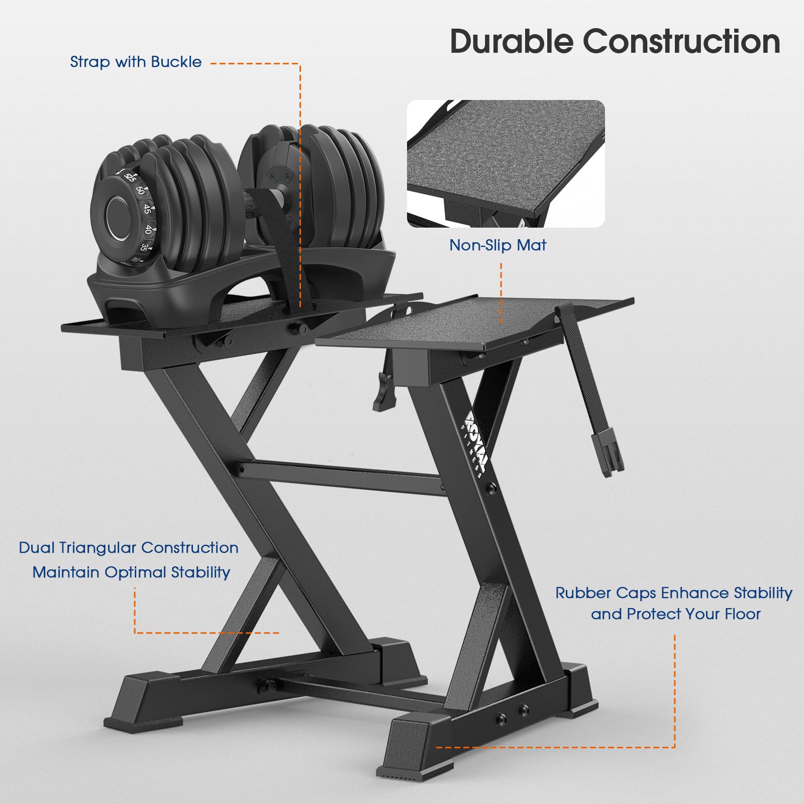 Heavy Duty Adjustable Dumbbell Rack - Black Home Gym Dumbbell Storage Stand Holder for Weight Plates & Free Weights - Perfect for Garage Gym, Basement Workout & Fitness Room Organization