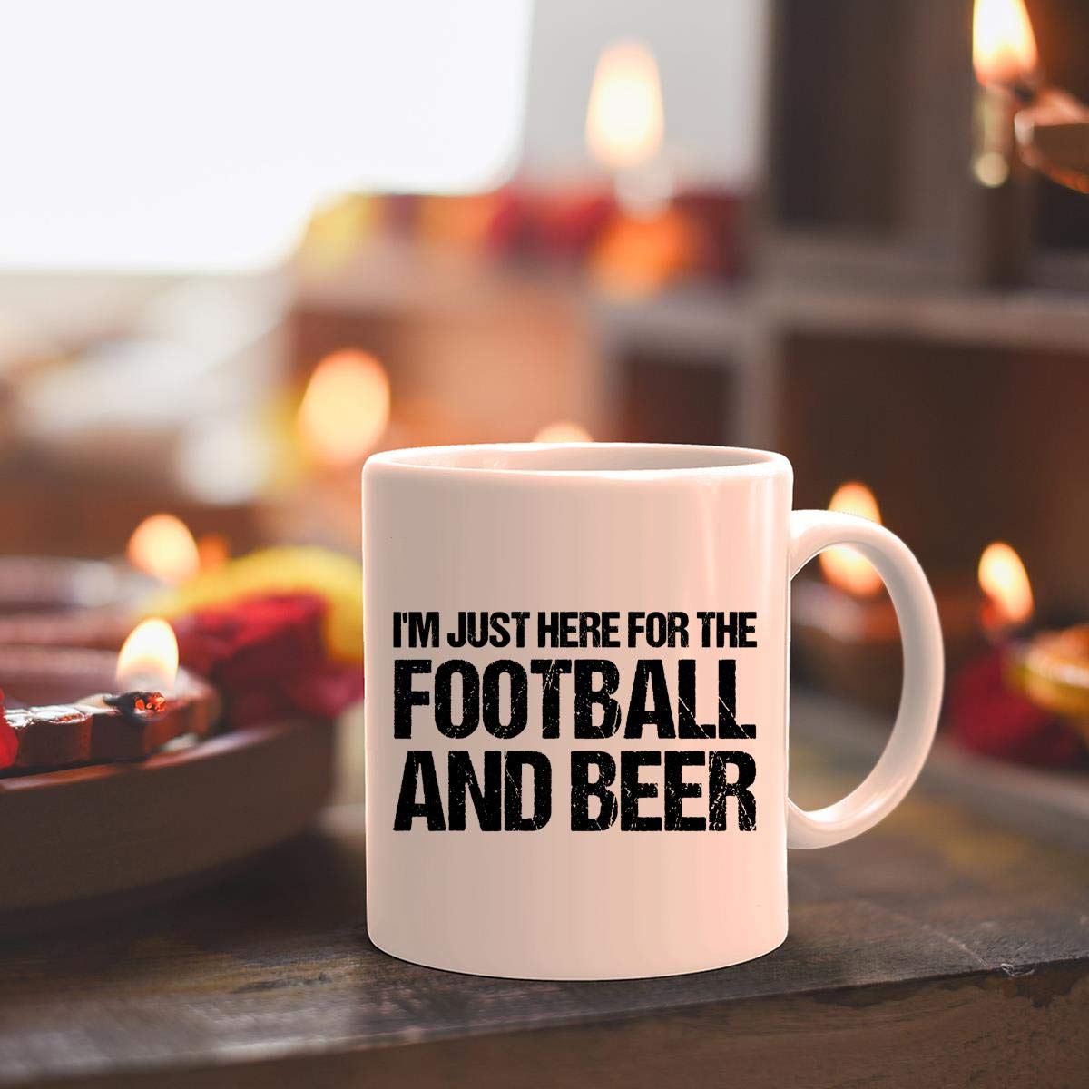 Funny Beer Drinking Mug & T-Shirt Gift Set - Sarcastic HERE FOR THE FOOTBALL AND BEER Design for Men & Women - Perfect for Game Day, Parties & Coffee Lovers