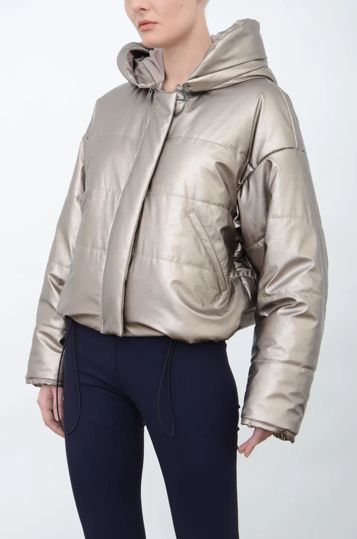 Aurora Hooded Puffer Coat for Women - Gold Winter Jacket with Warm Insulation | Perfect for Cold Weather, Snow Activities & Outdoor Adventures