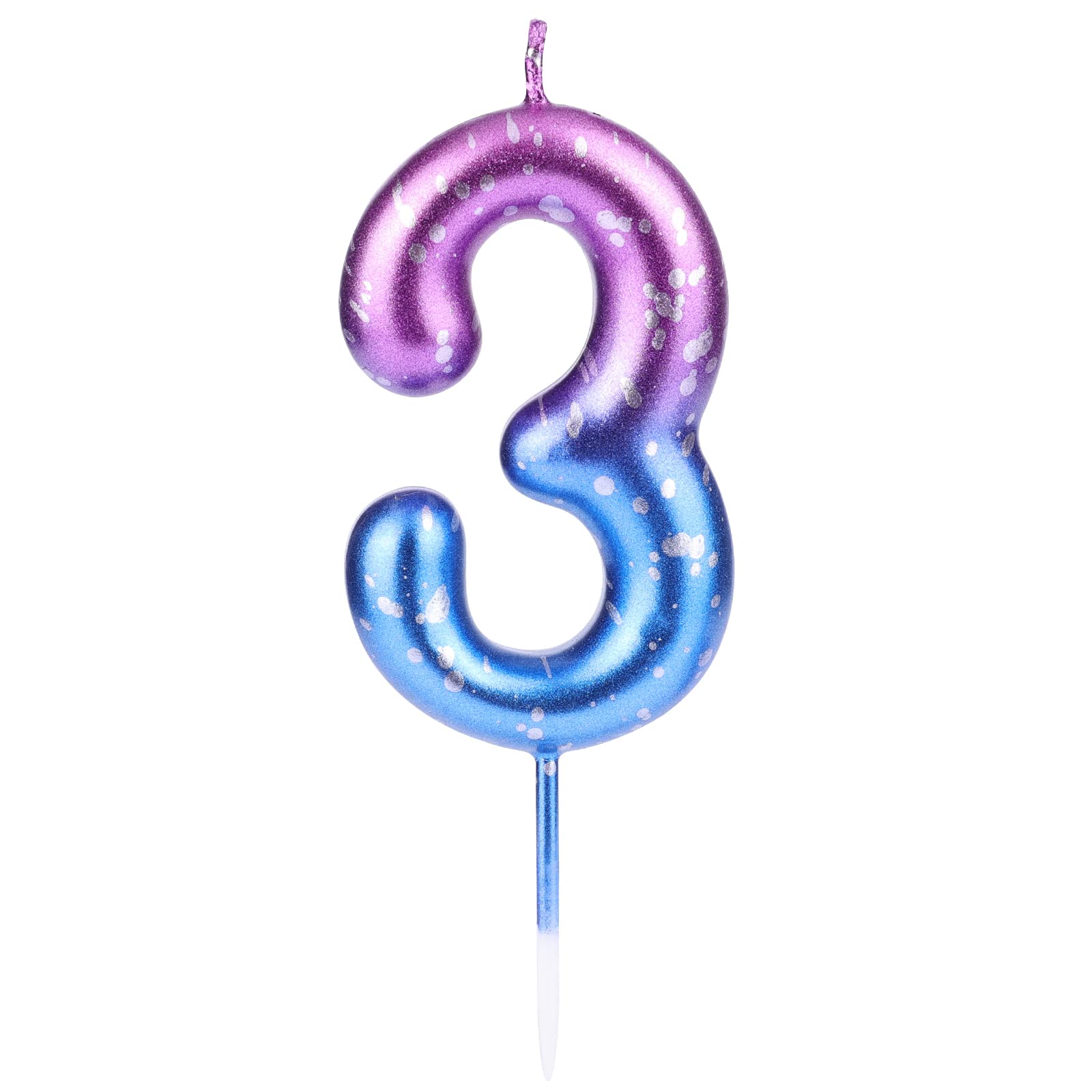 LUTER Gradient Birthday Candles for Cake - Purple Blue Glitter Candles for Parties & Celebrations