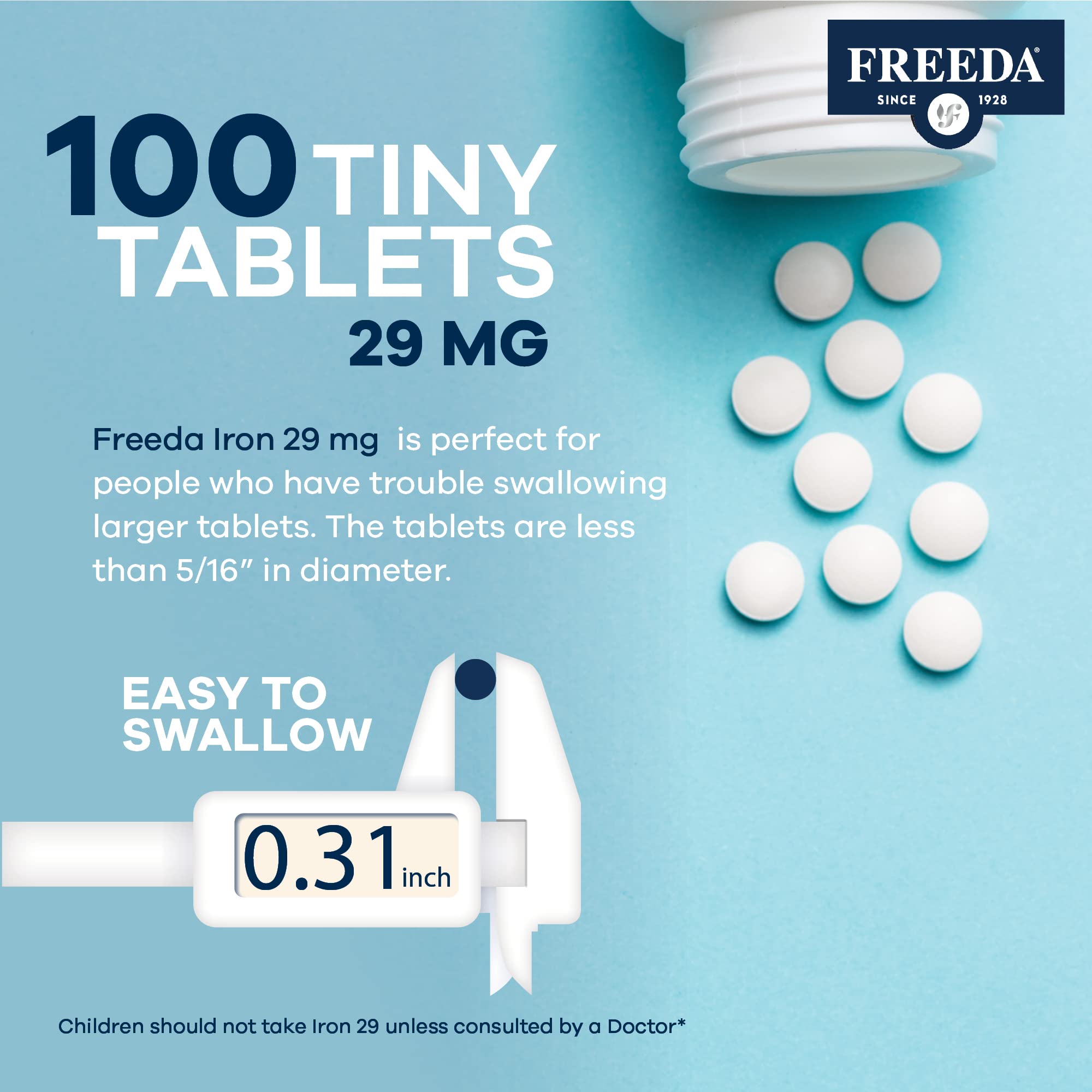 Freeda Iron Supplement - Ferrous Fumarate Iron Tablets for Energy & Anemia Support | Vegan, Gluten-Free Iron Pills for Women & Men | Boost Energy Levels & Improve Blood Health