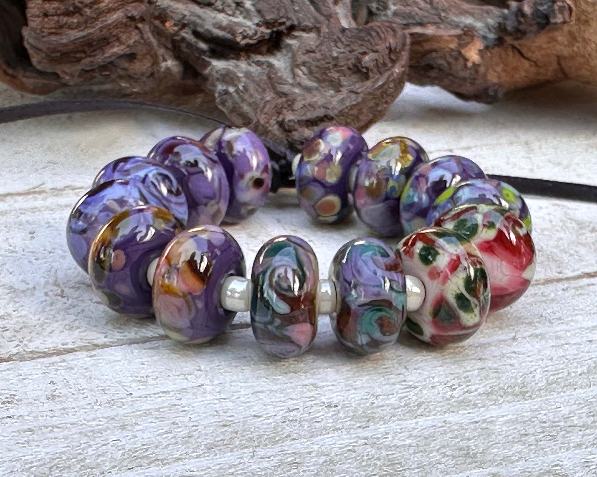 14 Mixed Mosaic Pairs Lampwork Glass Beads Set for Jewelry Making - DIY Bracelet, Necklace & Craft Projects - Perfect for Beaders and Artisans (SRA)
