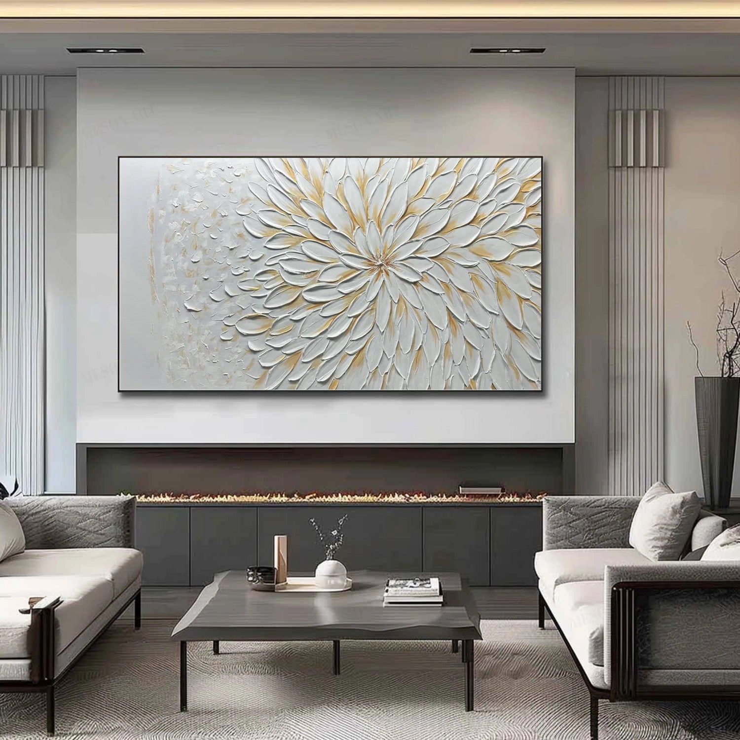 Beautiful Flower and Tree Painting #FT200 - Handmade Canvas Art for Home Decor, Living Room, Bedroom & Office Wall