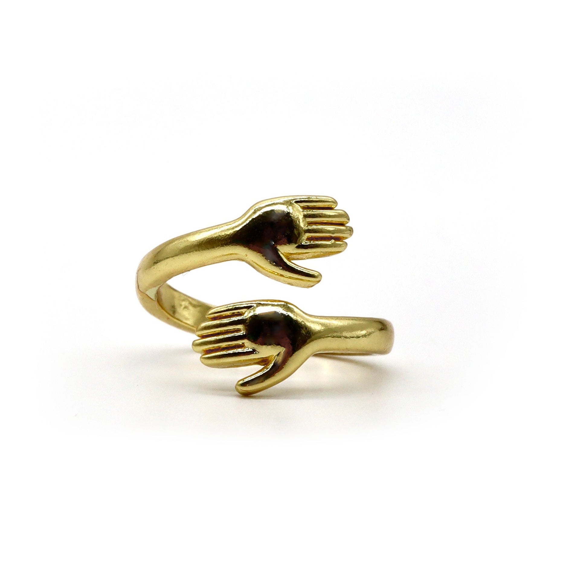 18K Gold Plated Open Hand Hug Ring - Adjustable Symbolic Jewelry for Friendship & Love - Perfect Gift for Best Friend, Anniversary & Valentine's Day
