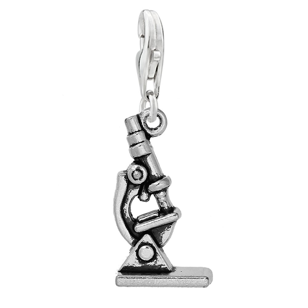 Sexy Sparkles Microscope Pendant Charm - Clip On for Bracelets & Necklaces - Perfect for Science Lovers, Jewelry Making & Unique Gifts